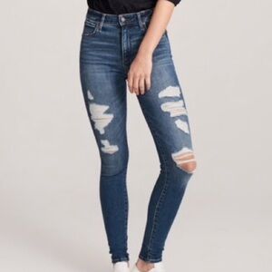 Abercrombie & Fitch Dark Wash Distressed Super Skinny Jeans 27W 31L / 4
